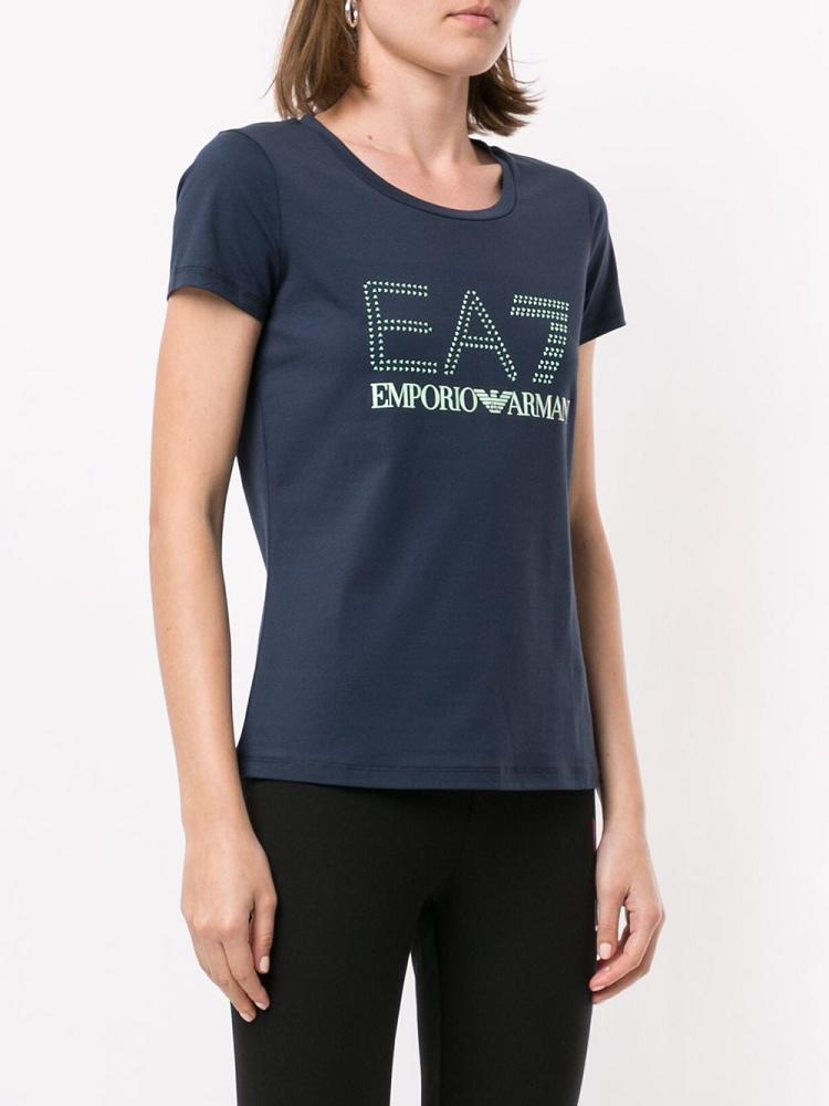 Armani Ea7 Emporio Armani Logo Print Majice Ženske Modre | L7OR3BPE