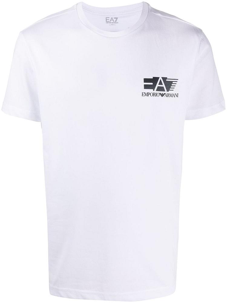 Armani Ea7 Emporio Armani Logo Print Majice Moški Bele | MIRV0ZFV