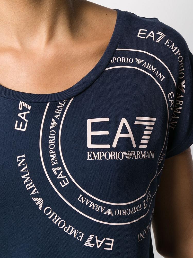 Armani Ea7 Emporio Armani Logo Print Majice Ženske Modre | ZNYFDSWM