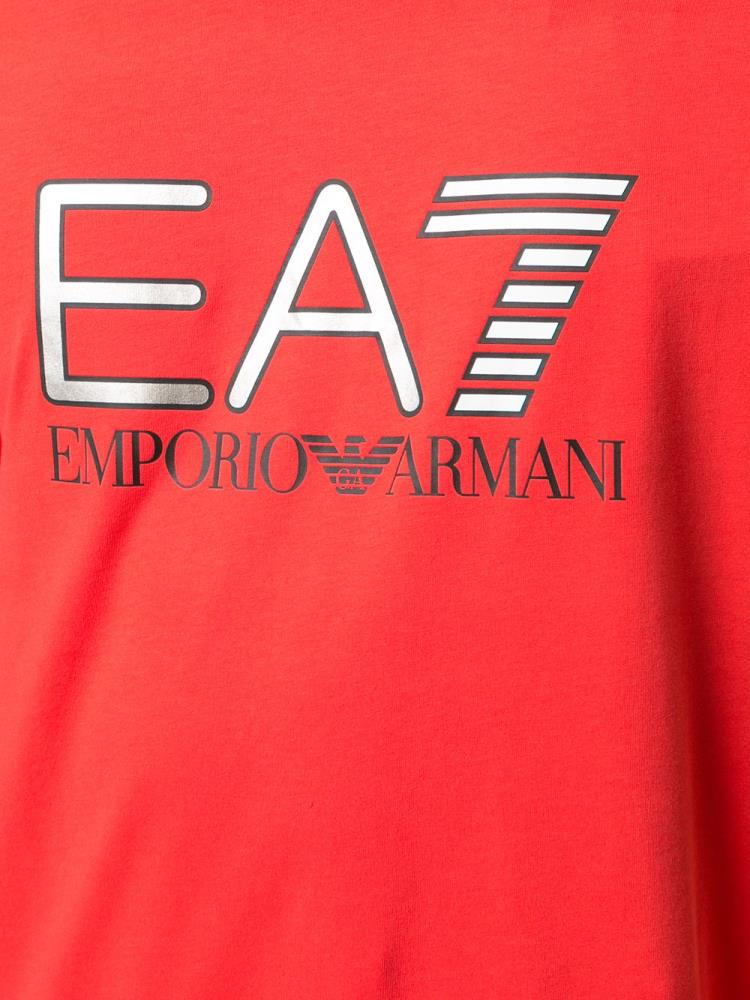 Armani Ea7 Emporio Armani Metallic Ea7 Logo Printed Majice Moški Rdeče | 08VPWQH1