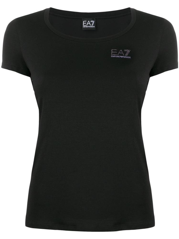 Armani Ea7 Emporio Armani Short Sleeve Embellished Logo Majice Ženske Črne | SZHID10L