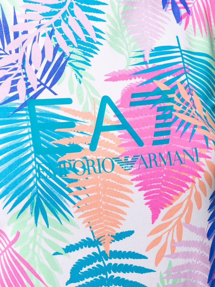 Armani Ea7 Emporio Armani Short Sleeve Palm Print Majice Ženske Bele | 9E579N47