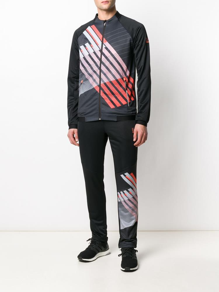 Armani Ea7 Emporio Armani Striped Zip Up Športni Puloverji Moški Črne | RFZUTPS0