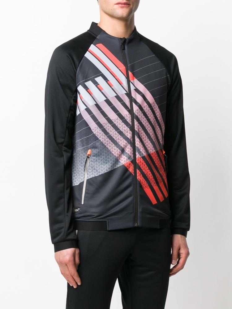 Armani Ea7 Emporio Armani Striped Zip Up Športni Puloverji Moški Črne | RFZUTPS0