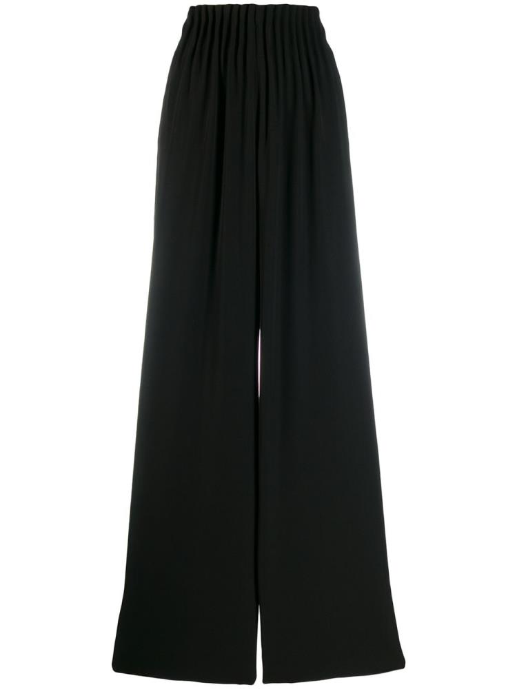 Armani Ea7 Emporio Armani Wide Leg Hlače Ženske Črne | 3CEO0T8J