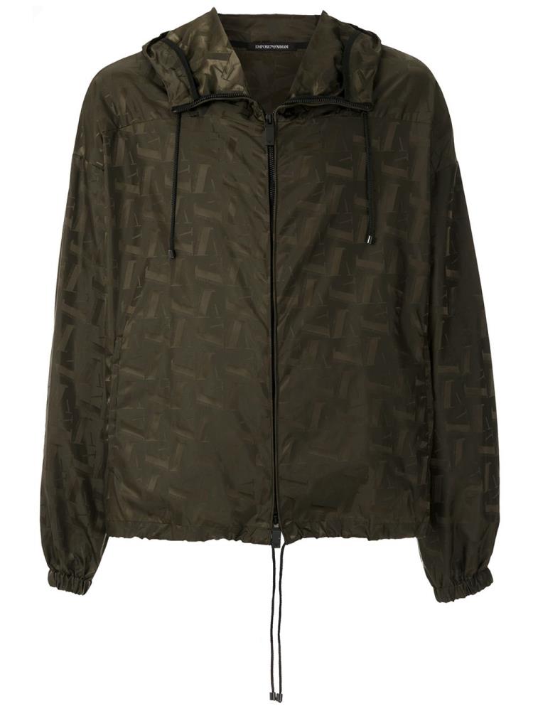 Armani Emporio Armani All Over Print Windbreaker Plašči Moški Zelene | N3T8XC6B