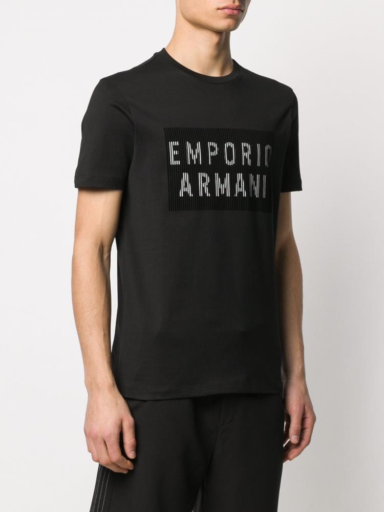 Armani Emporio Armani Barcode Logo Print Majice Moški Črne | EO3H2XPZ