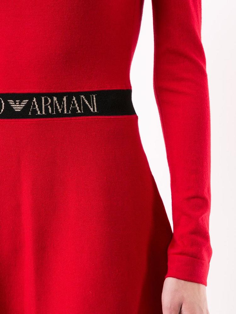 Armani Emporio Armani Branded Waist Flared Obleke Ženske Rdeče | 662EQ2ZD