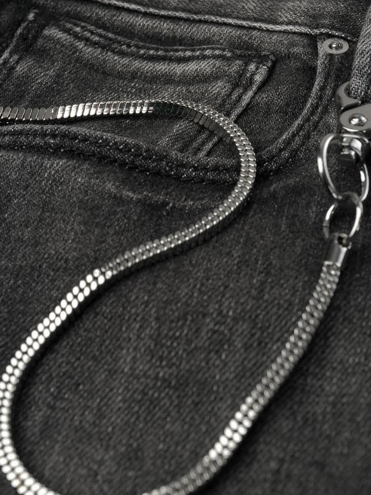 Armani Emporio Armani Chain Detail Straight Leg Kavbojke Moški Črne | S6J0Q1IO