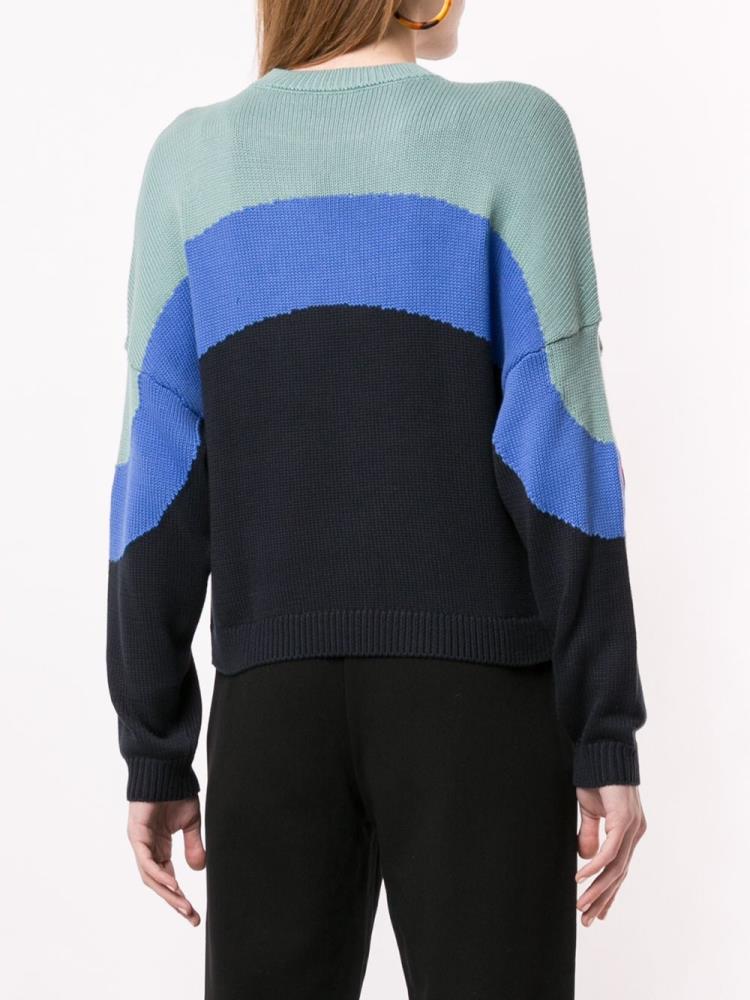 Armani Emporio Armani Colour Block Knit Logo Embroidered Skakalci Ženske Modre Zelene | 7JU6XVL6