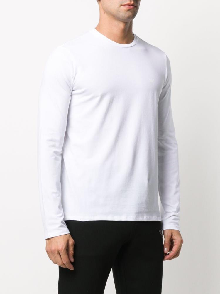 Armani Emporio Armani Crew Neck Long Sleeve Top Moški Bele | SY9MU0EY