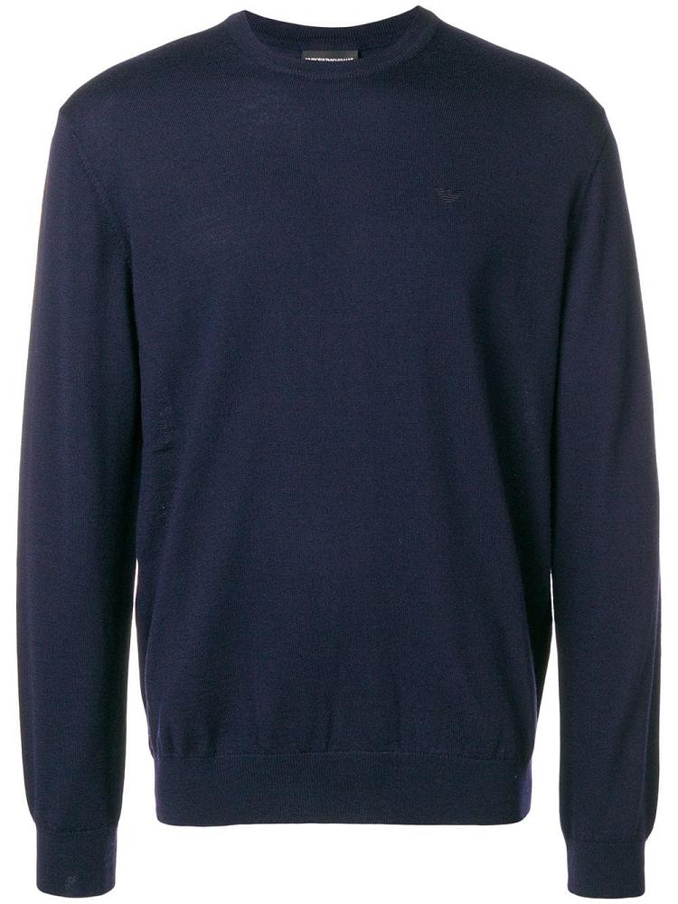 Armani Emporio Armani Crew Neck Puloverji Moški Modre | U5AI1FAY