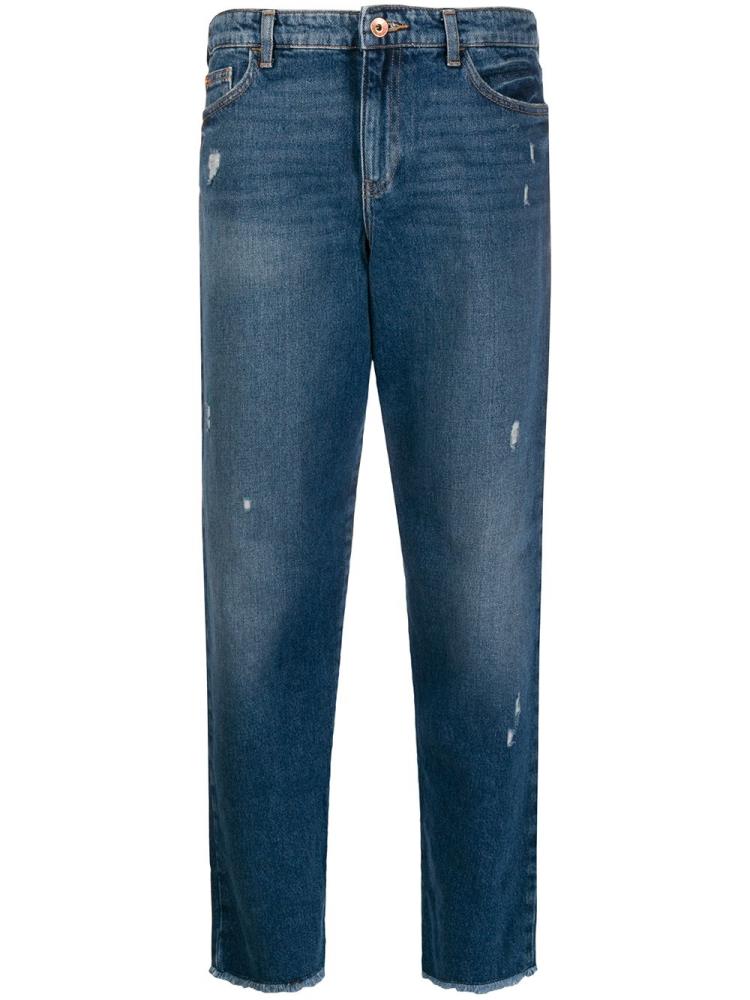 Armani Emporio Armani Distressed Straight Leg Kavbojke Ženske Modre | FE9DG66W