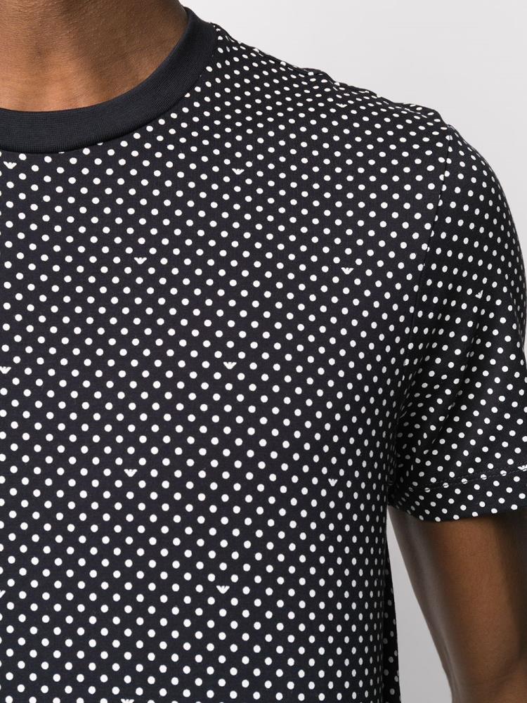 Armani Emporio Armani Dotted Crew Neck Majice Moški Modre Bele | NODX38N0