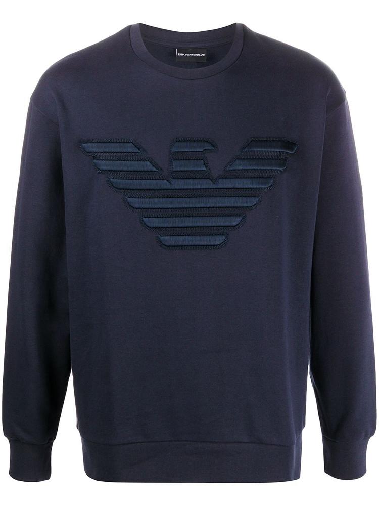 Armani Emporio Armani Eagle Embroidered Round Neck Športni Puloverji Moški Modre | XTF02IG3