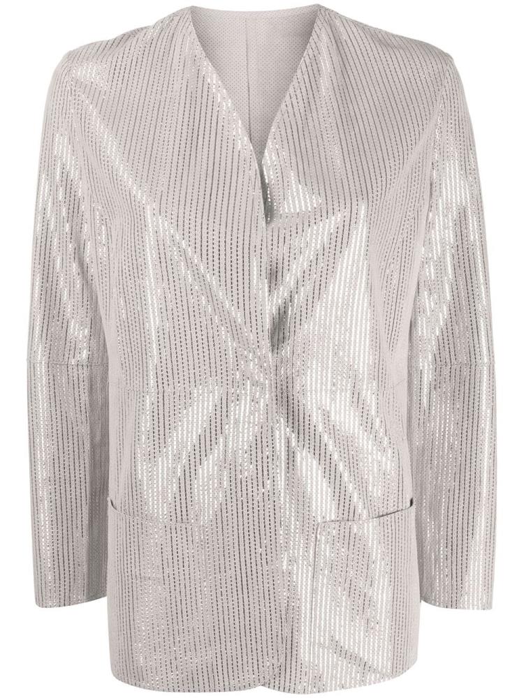 Armani Emporio Armani Embellished Collarless Suknjič Ženske Sive | RGYXK49U