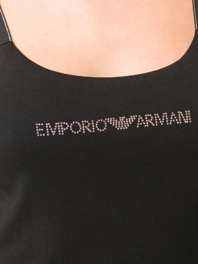 Armani Emporio Armani Embellished Logo Mini Obleke Ženske Črne | 7C4MZ85M