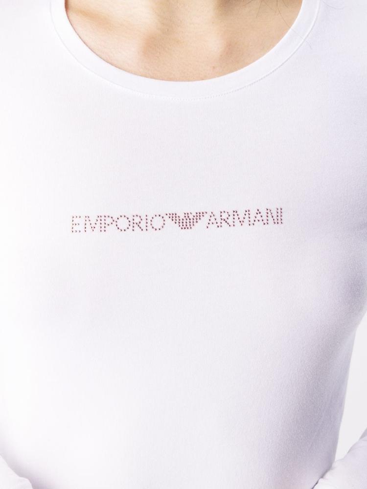 Armani Emporio Armani Embellished Logo Majice Ženske Bele | SK4EC7SJ