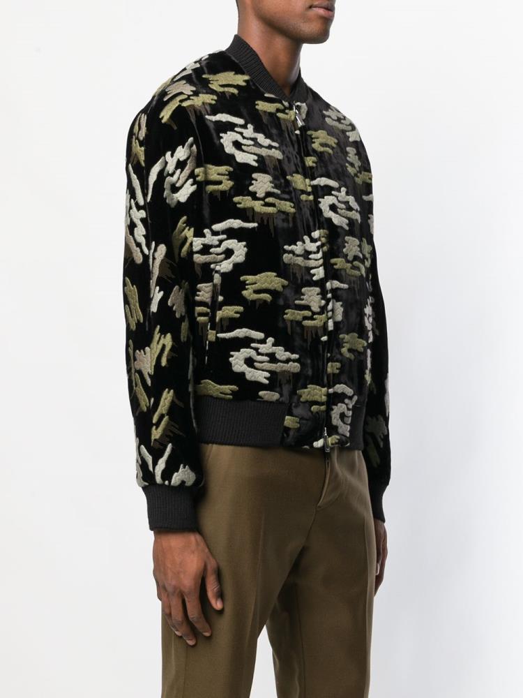 Armani Emporio Armani Embroidered Camouflage Bomber Jakne Moški Črne | SFWXQ4OO