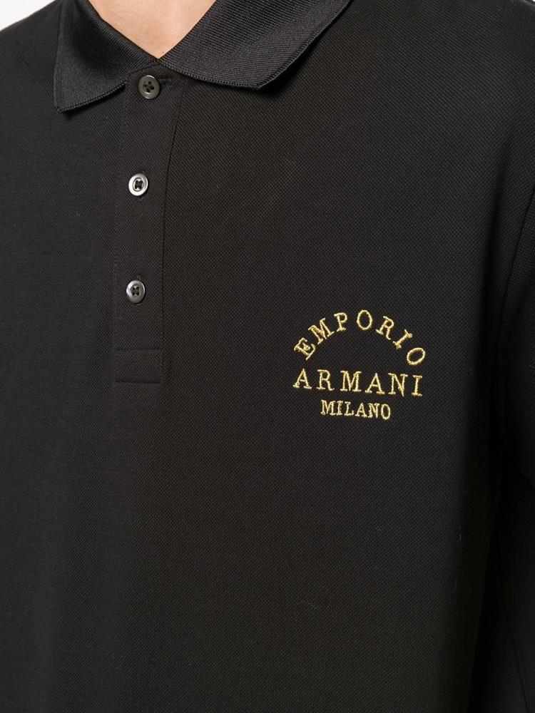 Armani Emporio Armani Embroidered Detail Polo Majice Moški Črne | U2MM1SE1