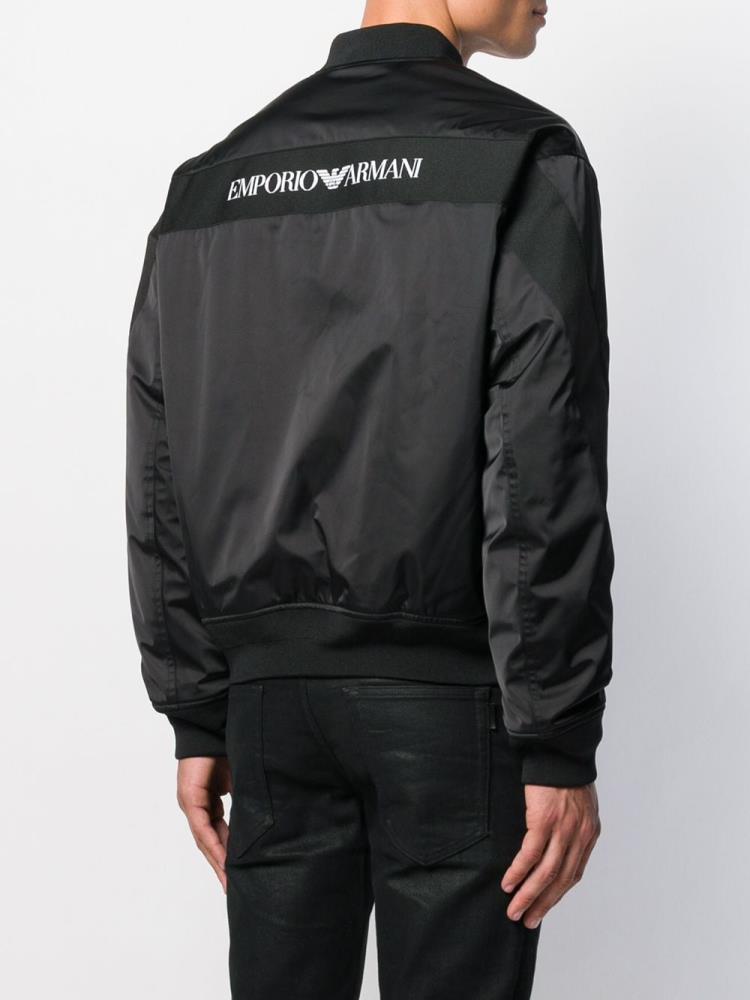 Armani Emporio Armani Embroidered Logo Bomber Jakne Moški Črne | 4SHFYSIB