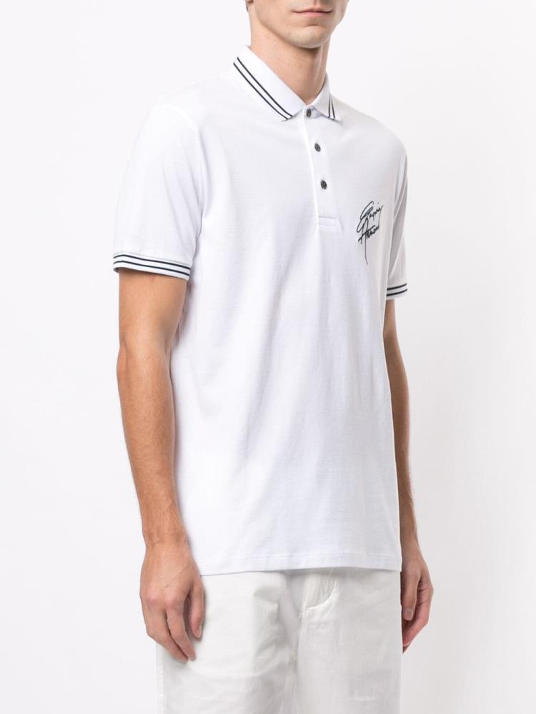 Armani Emporio Armani Embroidered Logo Polo Majice Moški Bele | 40LYP276