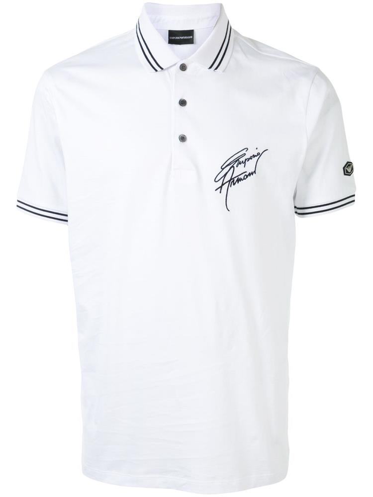 Armani Emporio Armani Embroidered Logo Polo Majice Moški Bele | 40LYP276