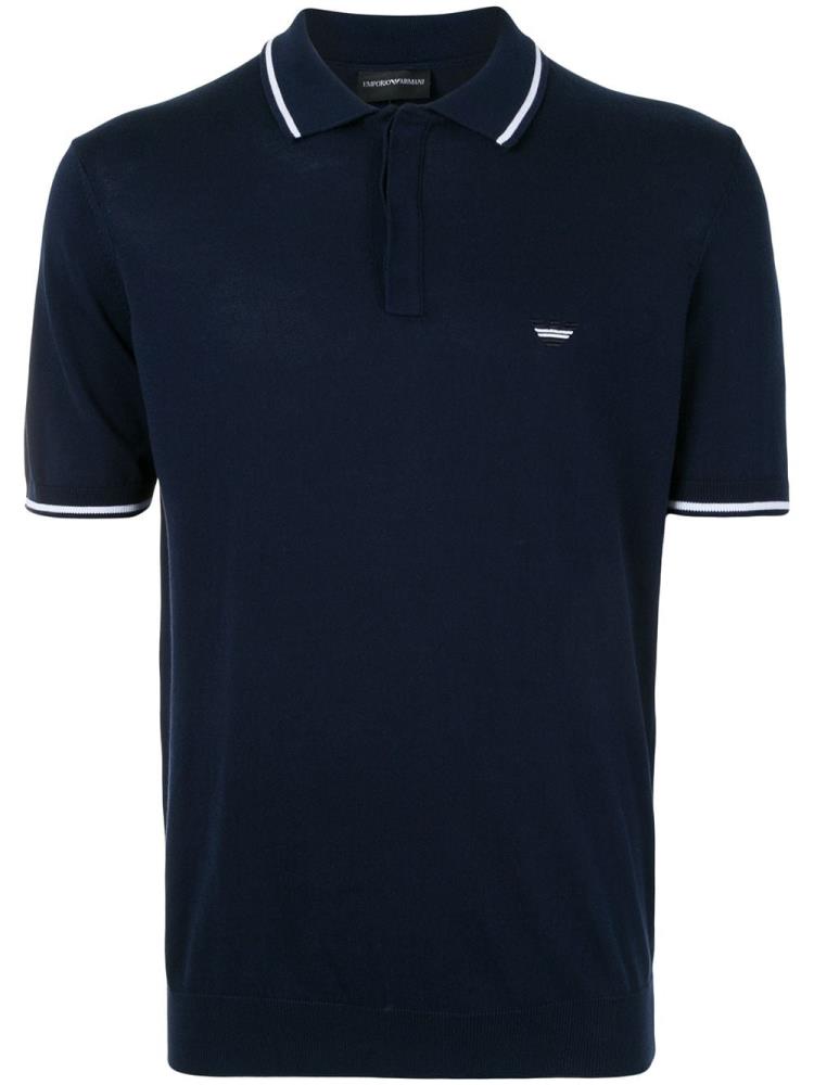 Armani Emporio Armani Embroidered Logo Polo Majice Moški Modre | DHVQYBQE