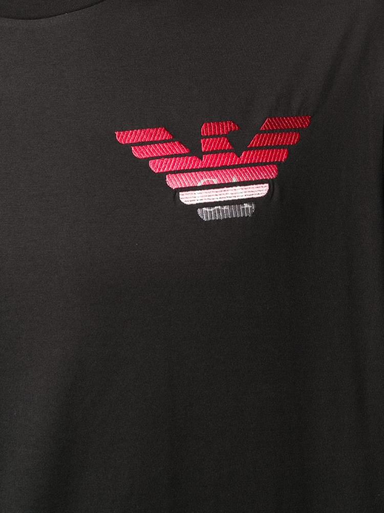 Armani Emporio Armani Embroidered Logo Majice Moški Črne | 5WL0DEIC