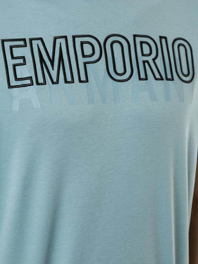 Armani Emporio Armani Embroidered Logo Majice Moški Modre | JZFKZVJB