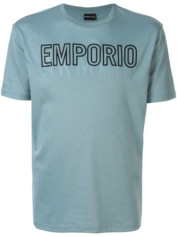 Armani Emporio Armani Embroidered Logo Majice Moški Modre | JZFKZVJB