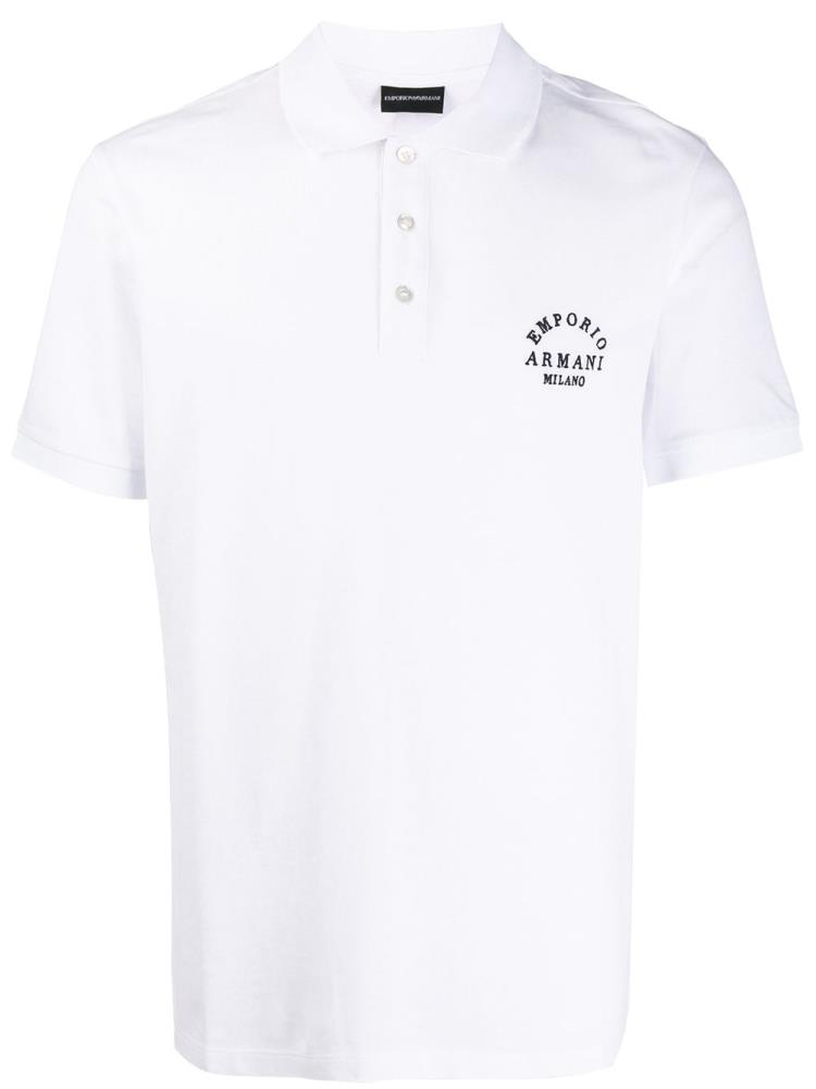 Armani Emporio Armani Embroidered Polo Majice Moški Bele | V9DKX53Q