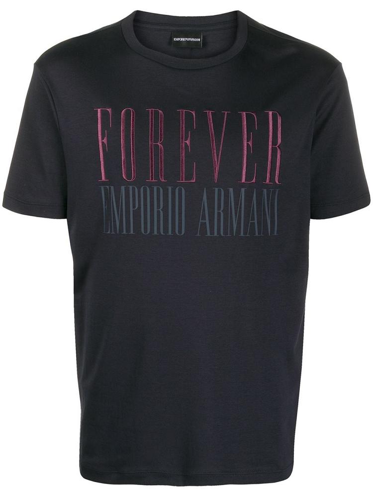 Armani Emporio Armani Forever Print Majice Moški Modre | RBDQM2NP