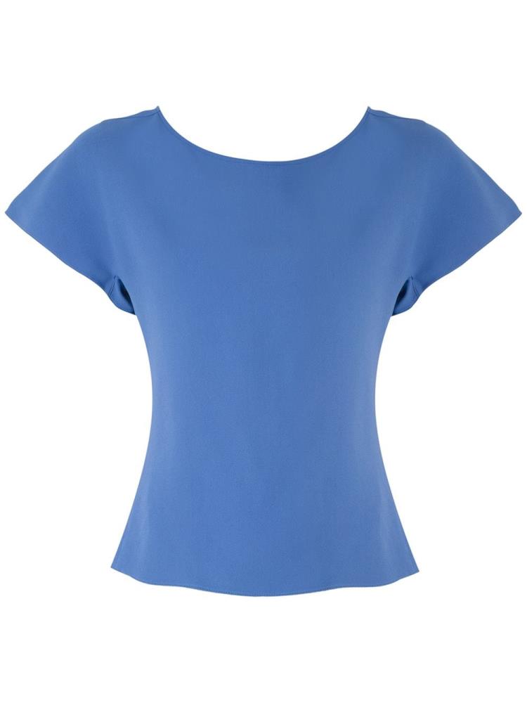 Armani Emporio Armani Frilled Short Sleeve Bluze Ženske Modre | QMTVO3D8