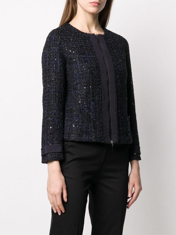 Armani Emporio Armani Glitter Tweed Zip Jakne Ženske Modre | DOL9XA73