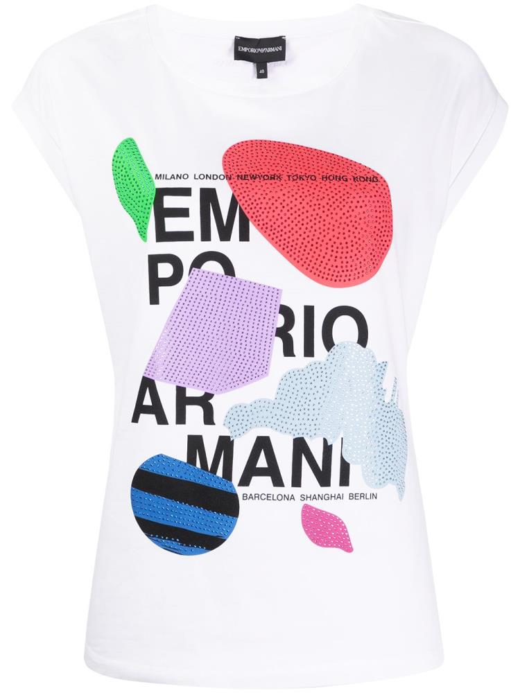 Armani Emporio Armani Graphic Print Majice Ženske Bele | Q7VKRIF3