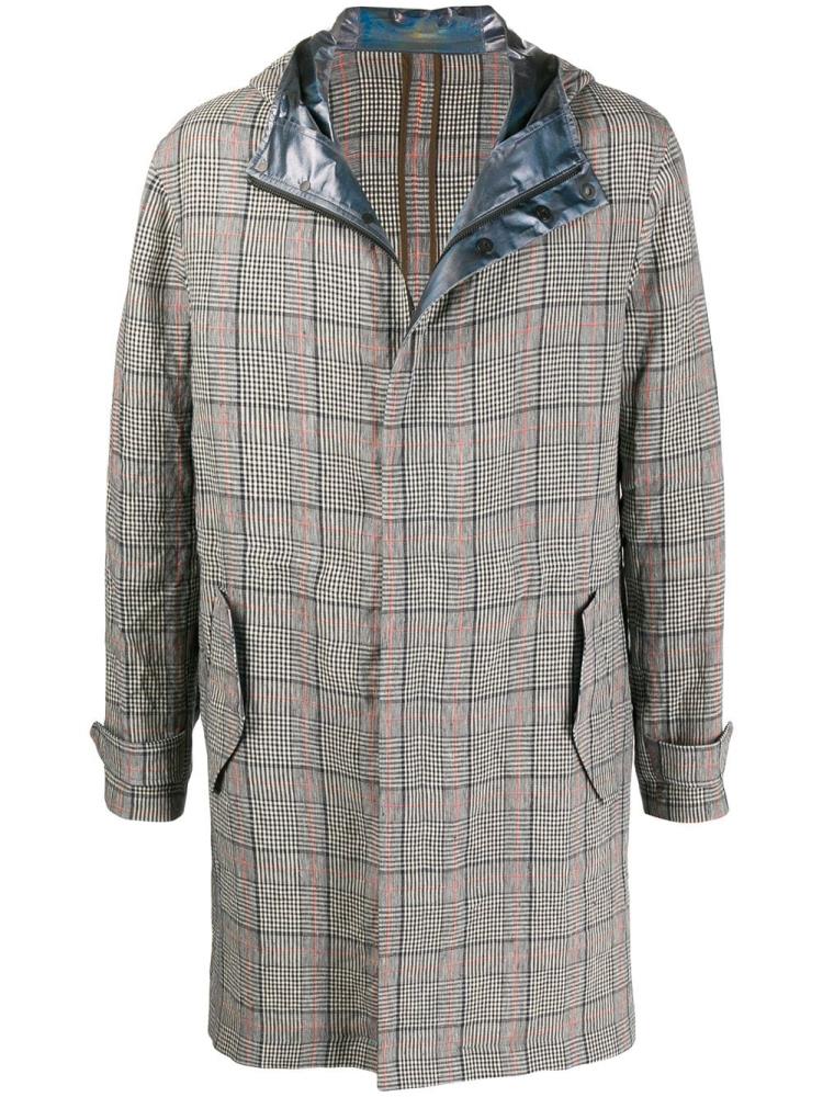 Armani Emporio Armani Hooded Checked Print Plašči Moški Modre | 4R4W1QSW