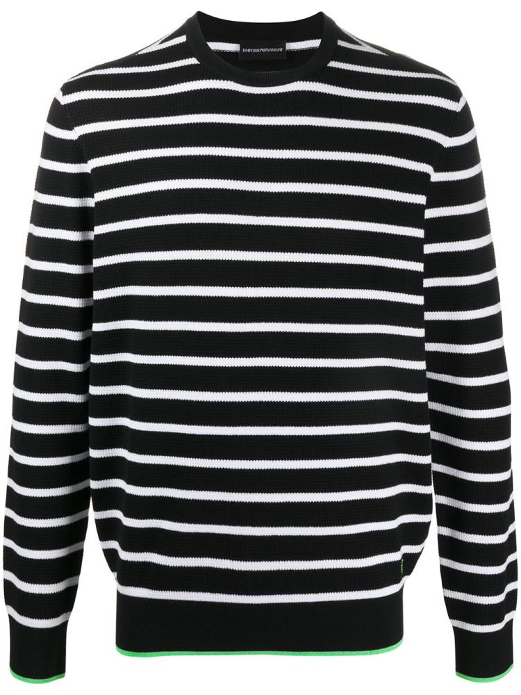 Armani Emporio Armani Knitted Stripe Skakalci Moški Črne | U8YLU9Y6