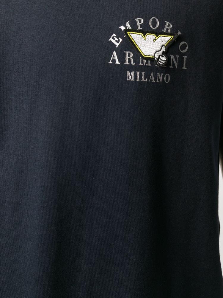 Armani Emporio Armani Logo Appliqué Crew Neck Majice Moški Modre | FBJ1LVIE