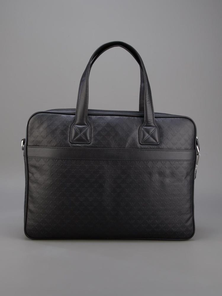 Armani Emporio Armani Logo Embossed Laptop Bags Torbe Moški Črne | XRX1RVGY