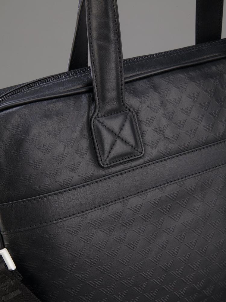 Armani Emporio Armani Logo Embossed Laptop Bags Torbe Moški Črne | XRX1RVGY