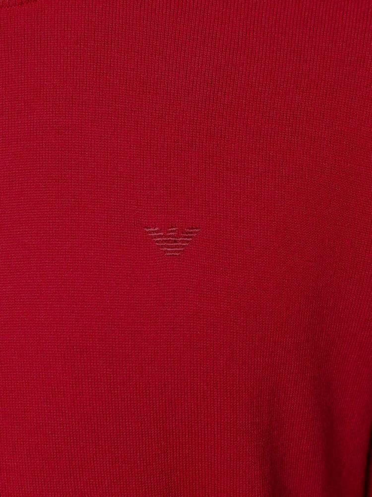 Armani Emporio Armani Logo Embroidered Puloverji Moški Rdeče | RW63BVUA