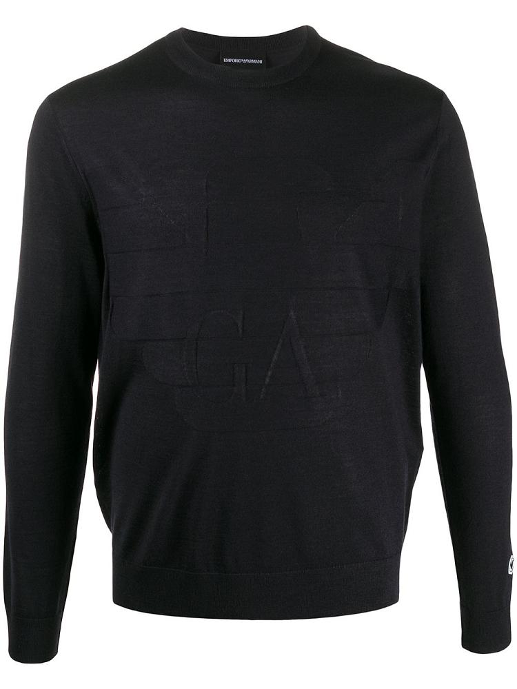 Armani Emporio Armani Logo Fine Knit Skakalci Moški Modre | H3CV1TD3