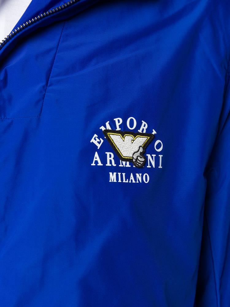 Armani Emporio Armani Logo Hooded Jakne Moški Modre | UUFAQ3ZW