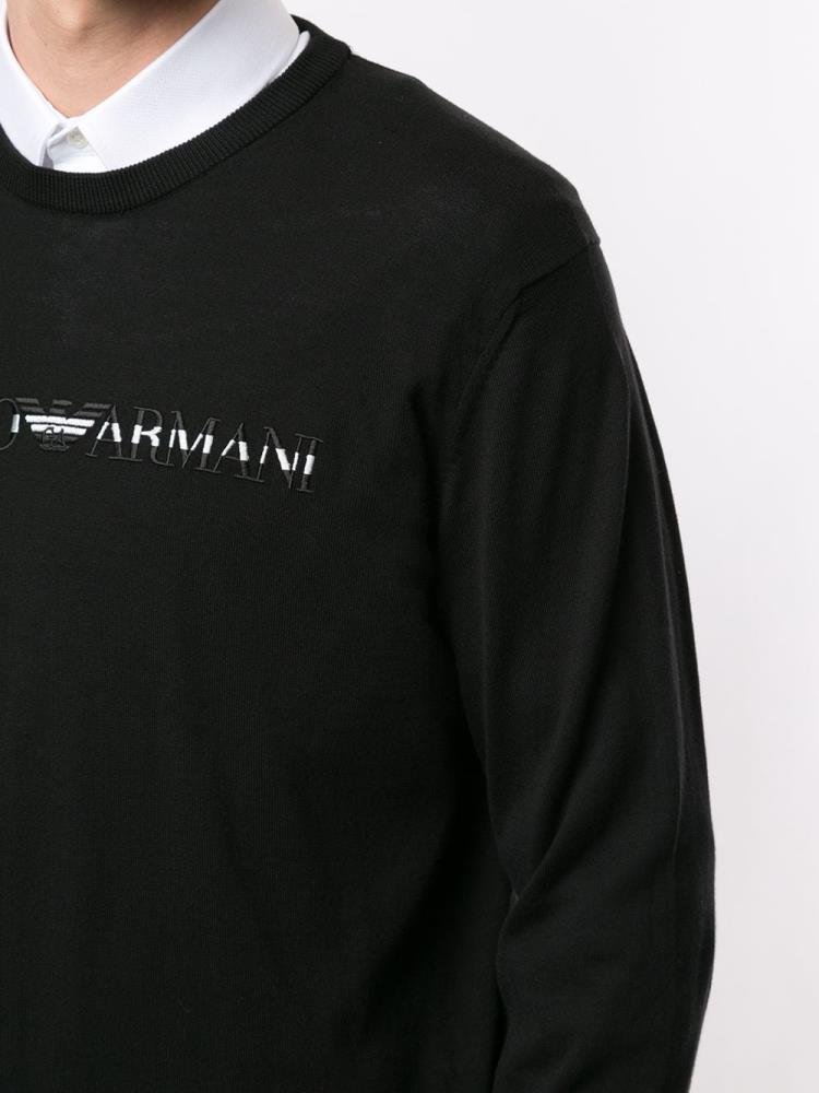 Armani Emporio Armani Logo Intarsia Skakalci Moški Črne | 0LH9KFNS