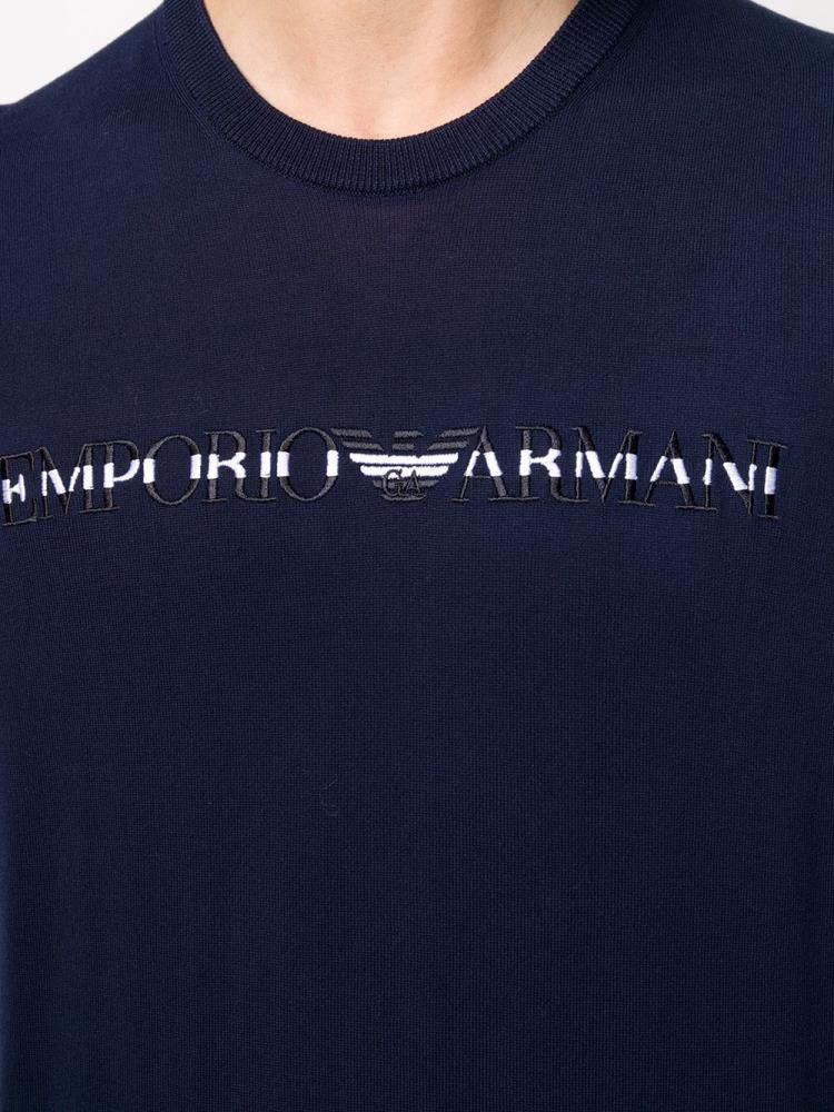 Armani Emporio Armani Logo Knit Skakalci Moški Modre | SN43BKQD