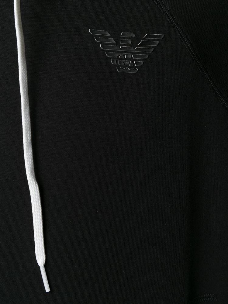 Armani Emporio Armani Logo Patch Puloverji S Kapuco Moški Črne | 1TITKV1N