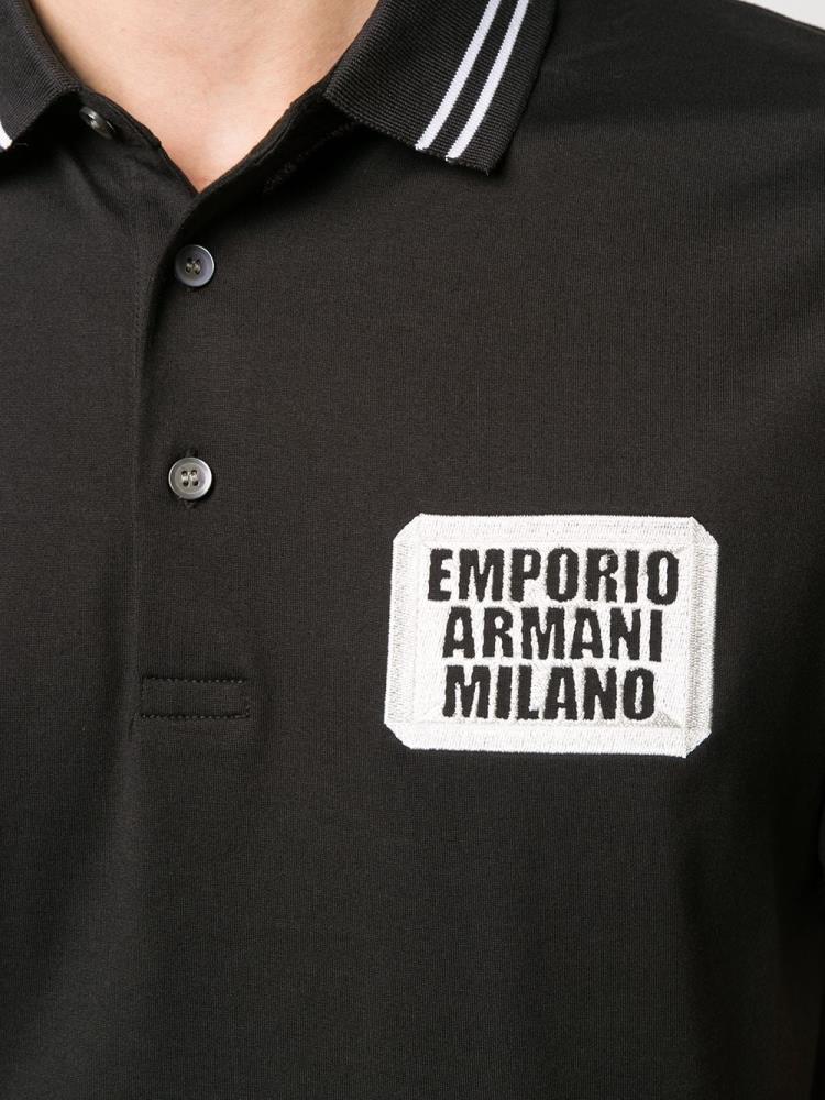 Armani Emporio Armani Logo Patch Polo Majice Moški Črne | 5U94MYQJ