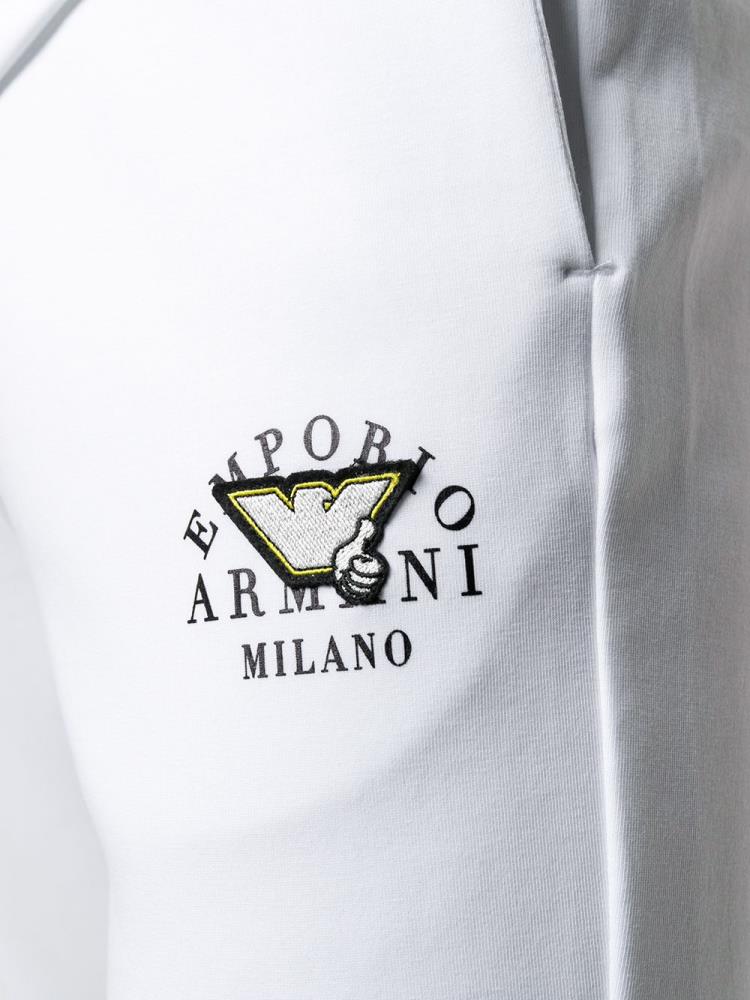 Armani Emporio Armani Logo Patch Track Hlače Moški Bele | IK2G29TG