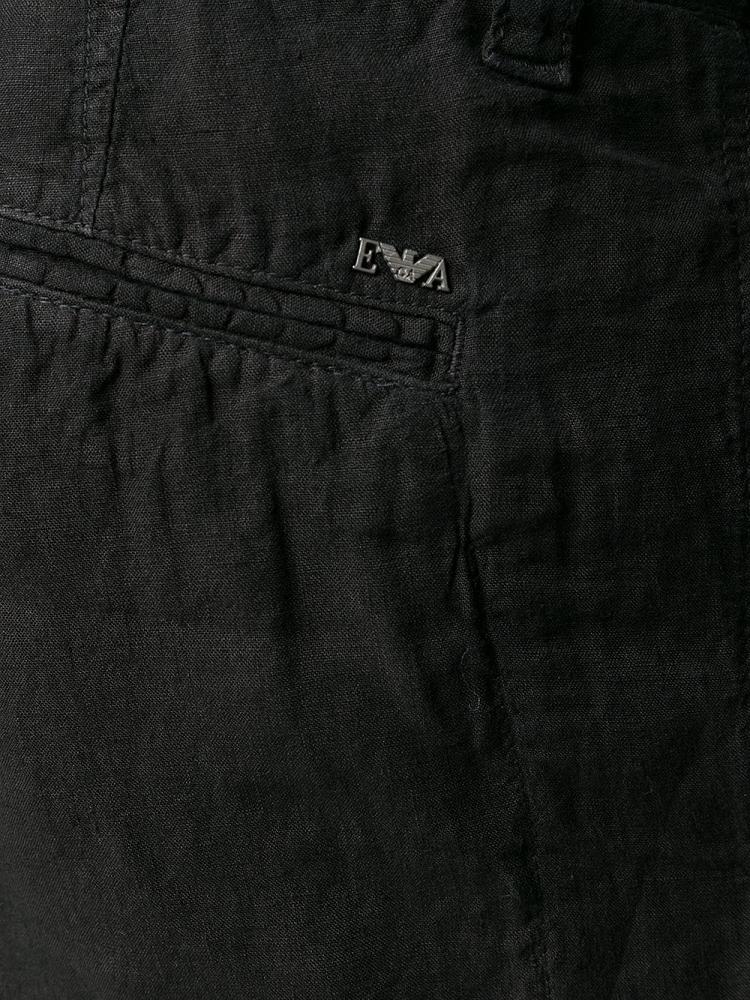 Armani Emporio Armani Logo Plaque Chino Kratke Hlače Moški Črne | QJCMHWGZ